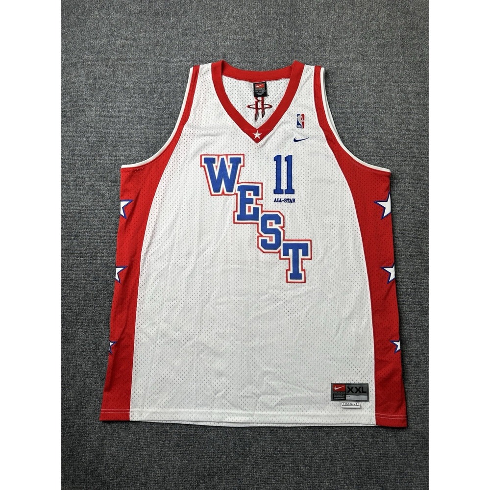 Mens Nike NBA All-Star West Yao Ming #11 Jersey White Red Length+2, Size XXL